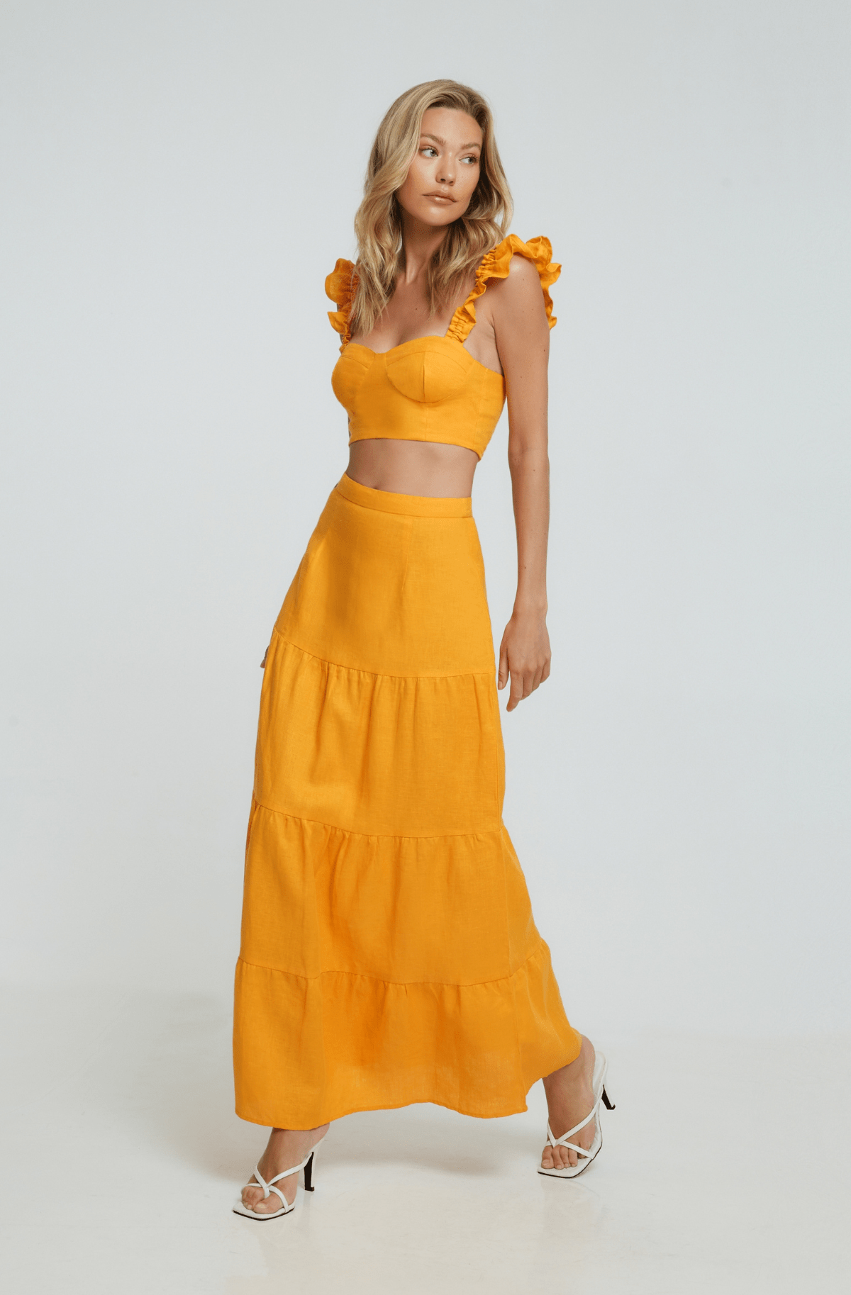 Tiered maxi shop skirt orange